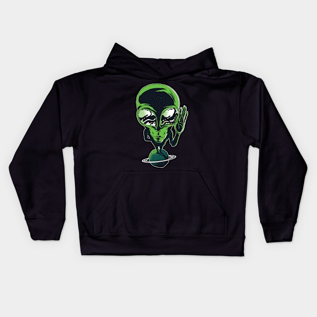 Alien on Planet Kids Hoodie by EarlAdrian